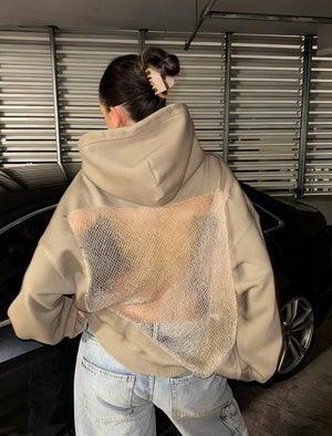 Backless Mesh Hoodie | Net Detail Sweatshirt - Negative Apparel