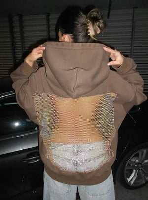 Backless Mesh Hoodie | Net Detail Sweatshirt - Negative Apparel