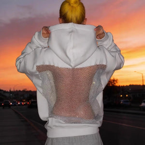 Backless Mesh Hoodie | Net Detail Sweatshirt - Negative Apparel