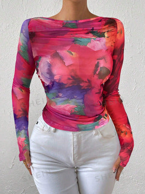 BAE Tie Dye Boat Neck Top - Negative Apparel