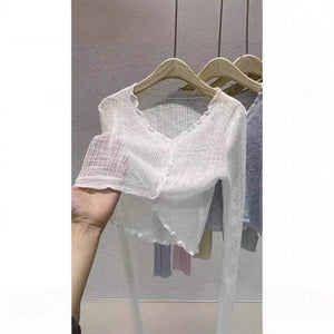 Bamboo hemp knitted sunscreen cardigan Thin women's summer suspender shawl French outer blouse Small vest jacket - Negative Apparel