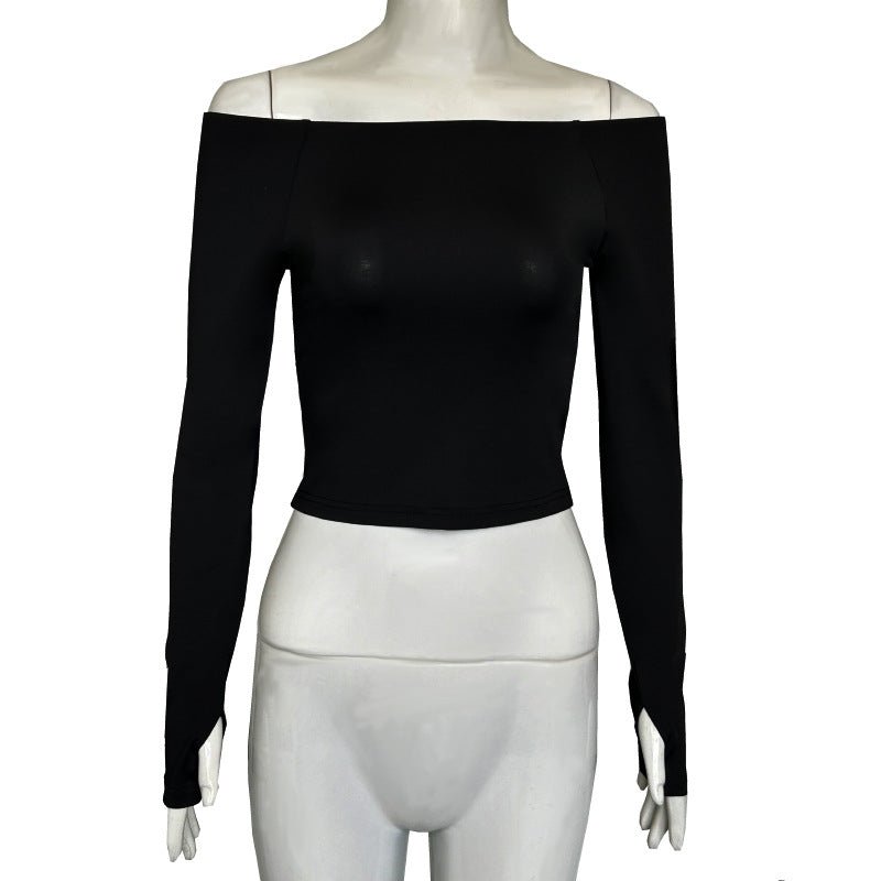 Basic simple solid color one - word collar off - the - shoulder bottoming T-shirt - Negative Apparel