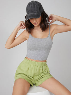 BASICS Solid Form Fitted Crop Cami Top - Negative Apparel