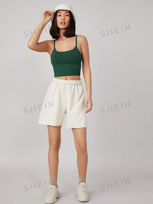BASICS Solid Form Fitted Crop Cami Top - Negative Apparel