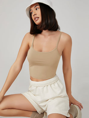 BASICS Solid Form Fitted Crop Cami Top - Negative Apparel