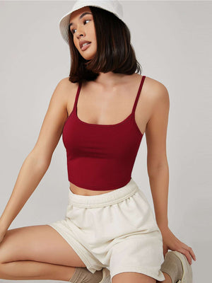 BASICS Solid Form Fitted Crop Cami Top - Negative Apparel