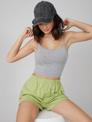 BASICS Solid Form Fitted Crop Cami Top - Negative Apparel