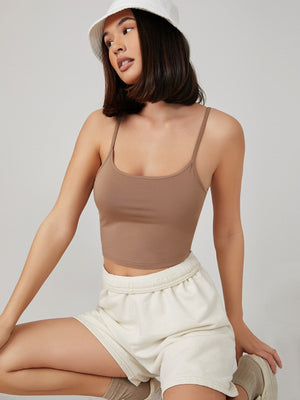 BASICS Solid Form Fitted Crop Cami Top - Negative Apparel