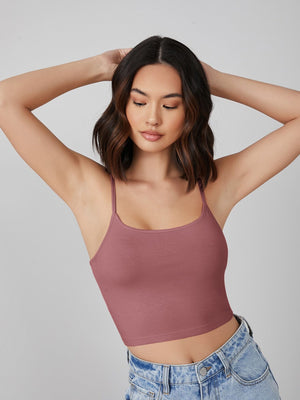 BASICS Solid Form Fitted Crop Cami Top - Negative Apparel