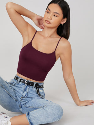 BASICS Solid Form Fitted Crop Cami Top - Negative Apparel