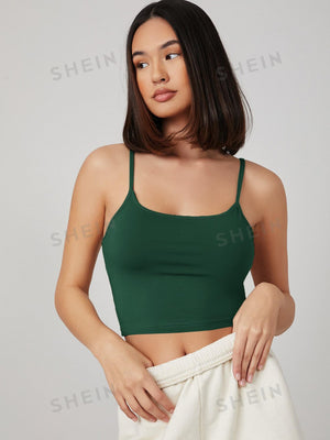 BASICS Solid Form Fitted Crop Cami Top - Negative Apparel