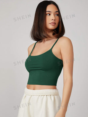 BASICS Solid Form Fitted Crop Cami Top - Negative Apparel
