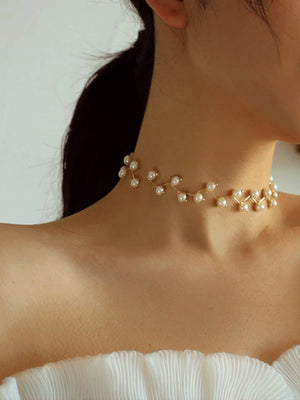Bead Decor Choker - Negative Apparel