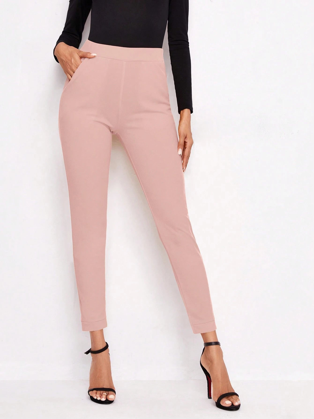 BizChic Solid Slant Pocket Pants - Negative Apparel
