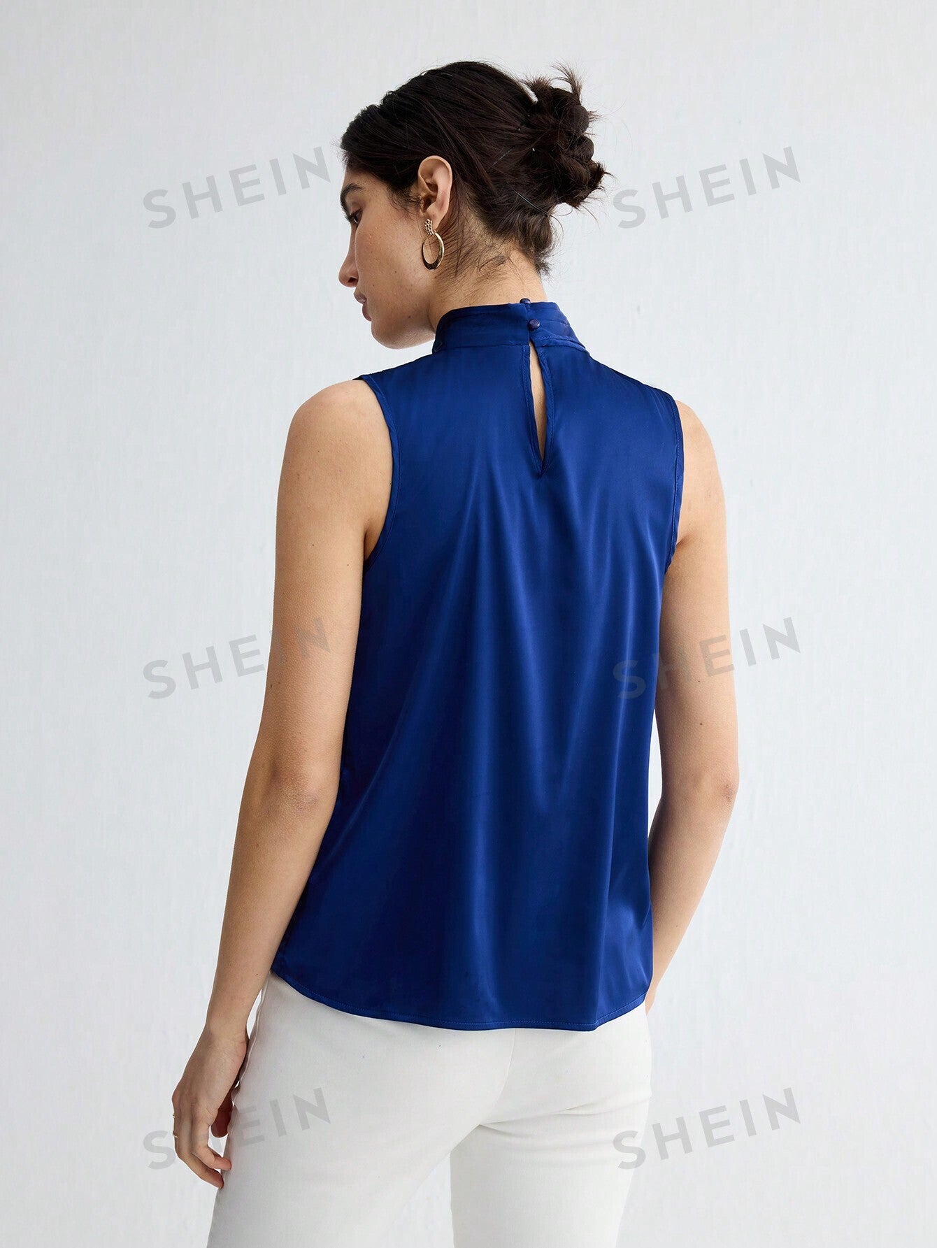 BIZwear Women'S Solid Color Pleated Shirt - Negative Apparel