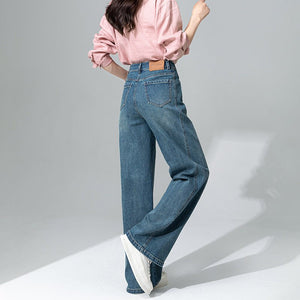 Black and gray high - waisted wide - leg jeans women's 2025 spring new small pear - shaped thin straight floor pants - Negative Apparel