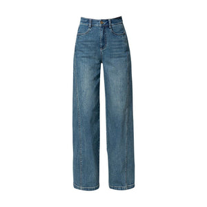 Black and gray high - waisted wide - leg jeans women's 2025 spring new small pear - shaped thin straight floor pants - Negative Apparel