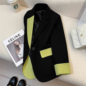 Black contrast stitching suit jacket for women 2025 new hot style this year light luxury Blazer - Negative Apparel