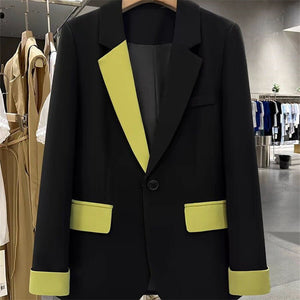 Black contrast stitching suit jacket for women 2025 new hot style this year light luxury Blazer - Negative Apparel