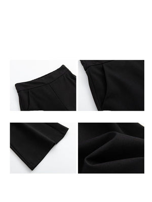 Black horseshoe pants women's pants spring and autumn new high waist slim mopping wide leg pants suit small size flared pants - Negative Apparel