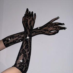 Black Nylon Gloves โ Literary Retro Mittens, British & French Vintage Style - Negative Apparel