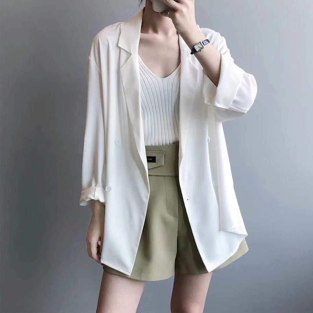Blazer women's spring and summer thin British style loose Korean version sunscreen small suit - Negative Apparel