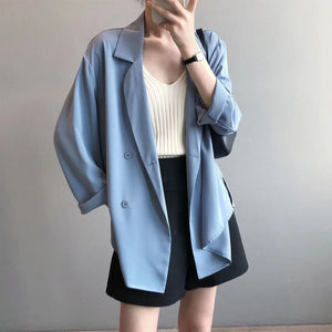 Blazer women's spring and summer thin British style loose Korean version sunscreen small suit - Negative Apparel