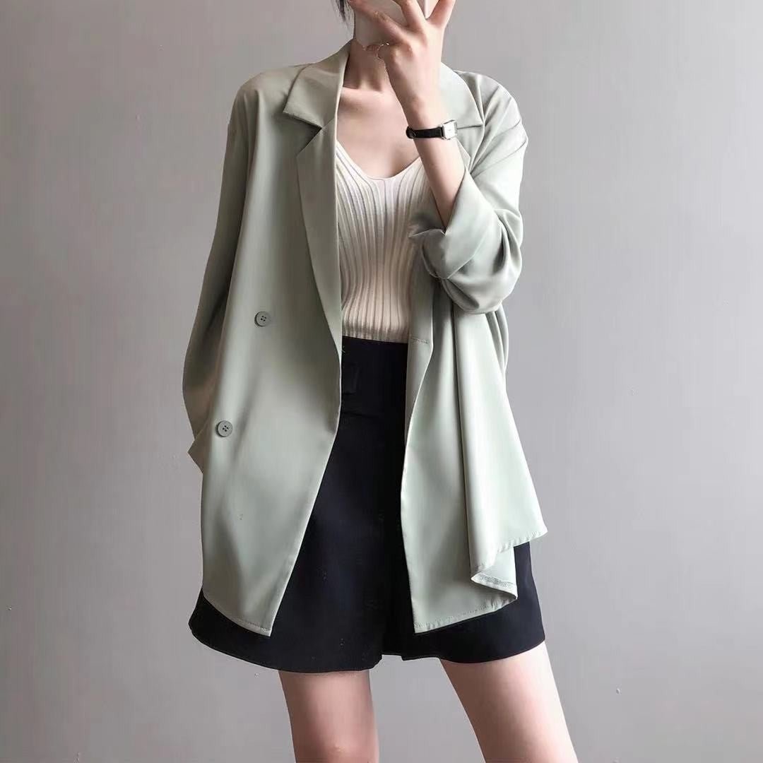Blazer women's spring and summer thin British style loose Korean version sunscreen small suit - Negative Apparel