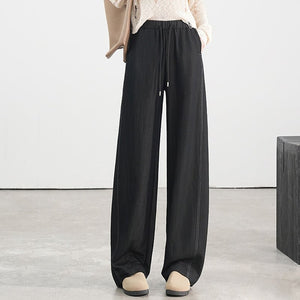Blue Scimitar Straight Jeans Women's 2025 Spring Pants Women's Drawstring High Waist Legs Long Loose Casual Pants - Negative Apparel