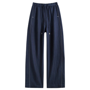 Blue Scimitar Straight Jeans Women's 2025 Spring Pants Women's Drawstring High Waist Legs Long Loose Casual Pants - Negative Apparel