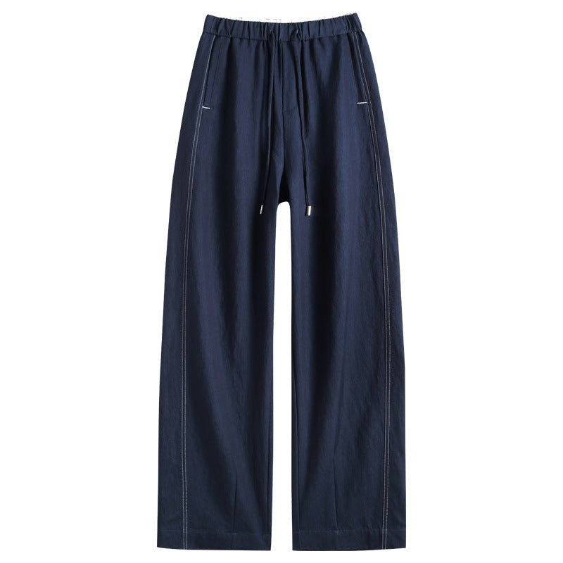 Blue Scimitar Straight Jeans Women's 2025 Spring Pants Women's Drawstring High Waist Legs Long Loose Casual Pants - Negative Apparel