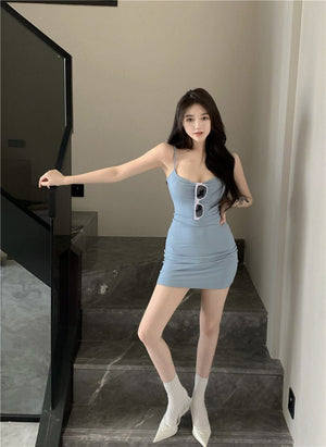 Blue sxy suspender dress women's summer 2025 sleeveless cami dress - Negative Apparel