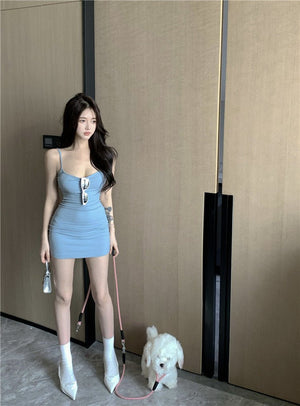 Blue sxy suspender dress women's summer 2025 sleeveless cami dress - Negative Apparel