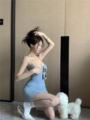 Blue sxy suspender dress women's summer 2025 sleeveless cami dress - Negative Apparel