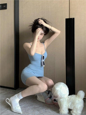 Blue sxy suspender dress women's summer 2025 sleeveless cami dress - Negative Apparel