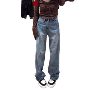 Blue Women’s High - Waist Wide - Leg Denim Jeans – Minimalist Japanese & Korean Casual Style with Pocket Detail | Spring 2025 Collection - Negative Apparel