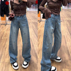 Blue Women’s High - Waist Wide - Leg Denim Jeans – Minimalist Japanese & Korean Casual Style with Pocket Detail | Spring 2025 Collection - Negative Apparel