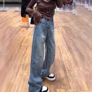 Blue Women’s High - Waist Wide - Leg Denim Jeans – Minimalist Japanese & Korean Casual Style with Pocket Detail | Spring 2025 Collection - Negative Apparel