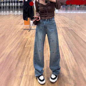 Blue Women’s High - Waist Wide - Leg Denim Jeans – Minimalist Japanese & Korean Casual Style with Pocket Detail | Spring 2025 Collection - Negative Apparel