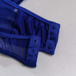 Body shaping slimming gathered comfortable sxy belt metal halter neck bodysuit lingerie - Negative Apparel