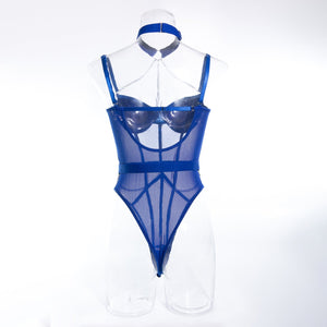 Body shaping slimming gathered comfortable sxy belt metal halter neck bodysuit lingerie - Negative Apparel