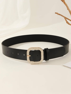 Boho 1pc Gold - Tone Elegant Buckle Leather Belt, Suitable For Dress & Jeans, Everyday Wear - Negative Apparel