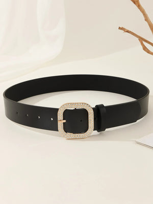 Boho 1pc Gold - Tone Elegant Buckle Leather Belt, Suitable For Dress & Jeans, Everyday Wear - Negative Apparel