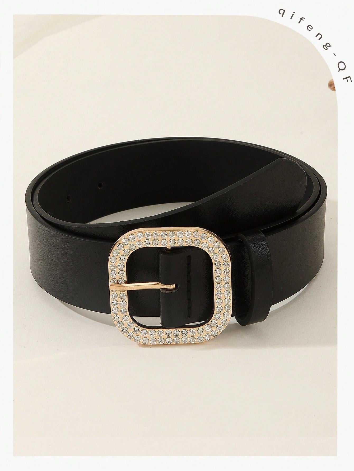 Boho 1pc Gold - Tone Elegant Buckle Leather Belt, Suitable For Dress & Jeans, Everyday Wear - Negative Apparel
