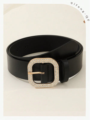 Boho 1pc Gold - Tone Elegant Buckle Leather Belt, Suitable For Dress & Jeans, Everyday Wear - Negative Apparel