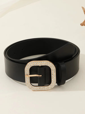 Boho 1pc Gold - Tone Elegant Buckle Leather Belt, Suitable For Dress & Jeans, Everyday Wear - Negative Apparel