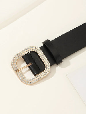 Boho 1pc Gold - Tone Elegant Buckle Leather Belt, Suitable For Dress & Jeans, Everyday Wear - Negative Apparel