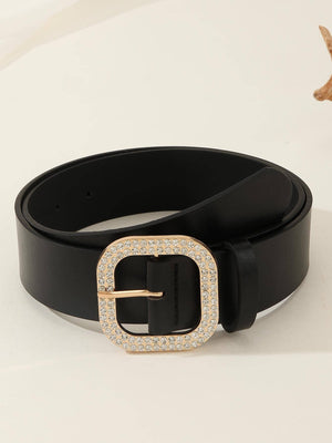 Boho 1pc Gold - Tone Elegant Buckle Leather Belt, Suitable For Dress & Jeans, Everyday Wear - Negative Apparel