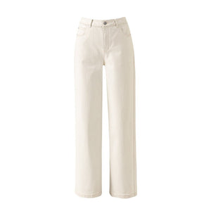 Bottom Fleece White Narrow Version Straight Wide Leg Jeans Women's 2024 Winter New Skinny Floor Mopping Pants - Negative Apparel