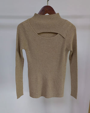 Bottom shirt women's 2022 autumn and winter new design sense medium collar inside with foreign style semi - turtleneck knitted sweater upper and outer dressing - Negative Apparel